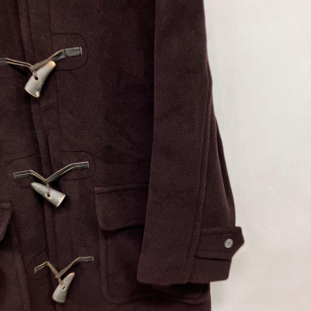 80s ロングダッフルコート イングランド製 ブラウン フード VINTAGE