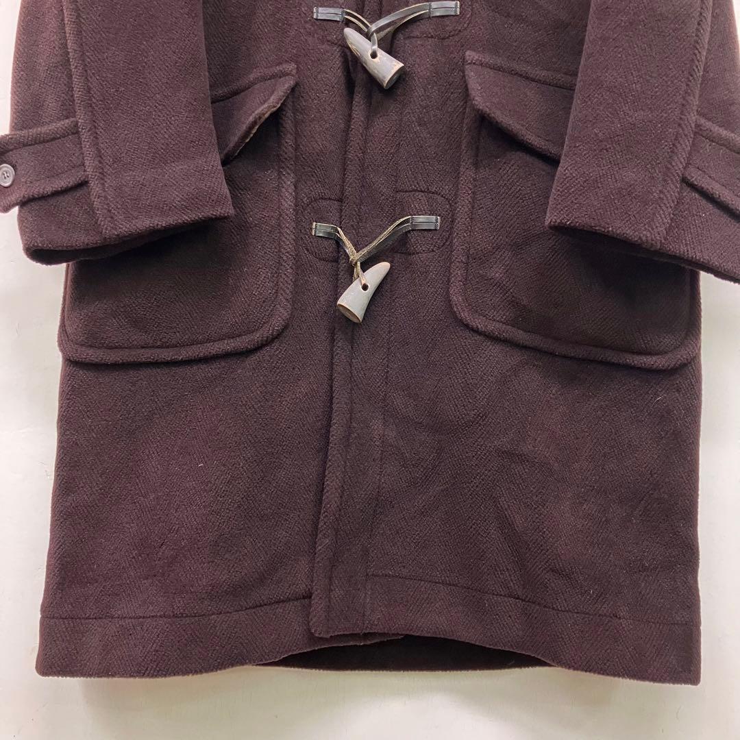 80s ロングダッフルコート イングランド製 ブラウン フード VINTAGE