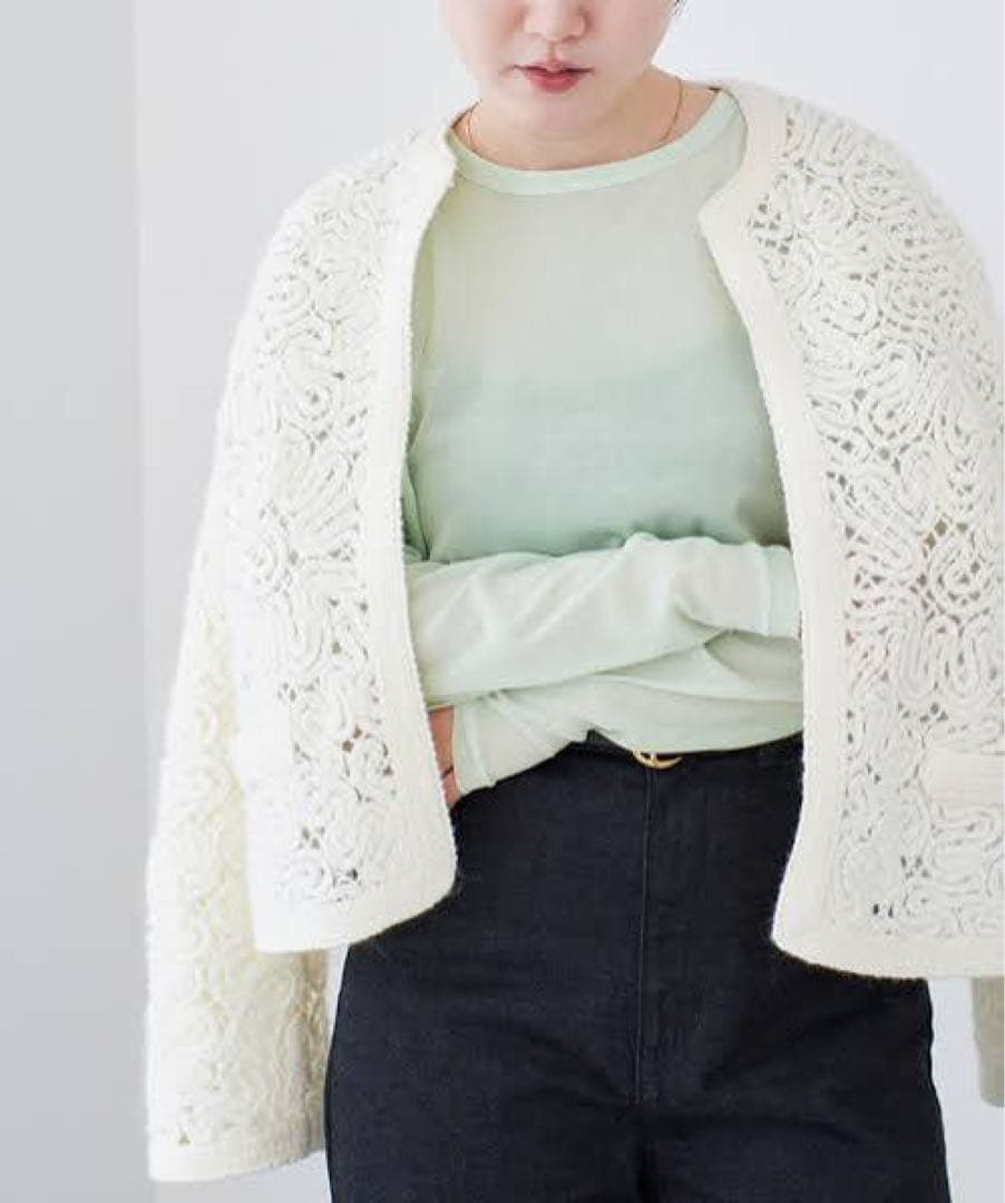 IENA エンブロイダリーレースジャケット 2024aw ホワイト フリーサイズ