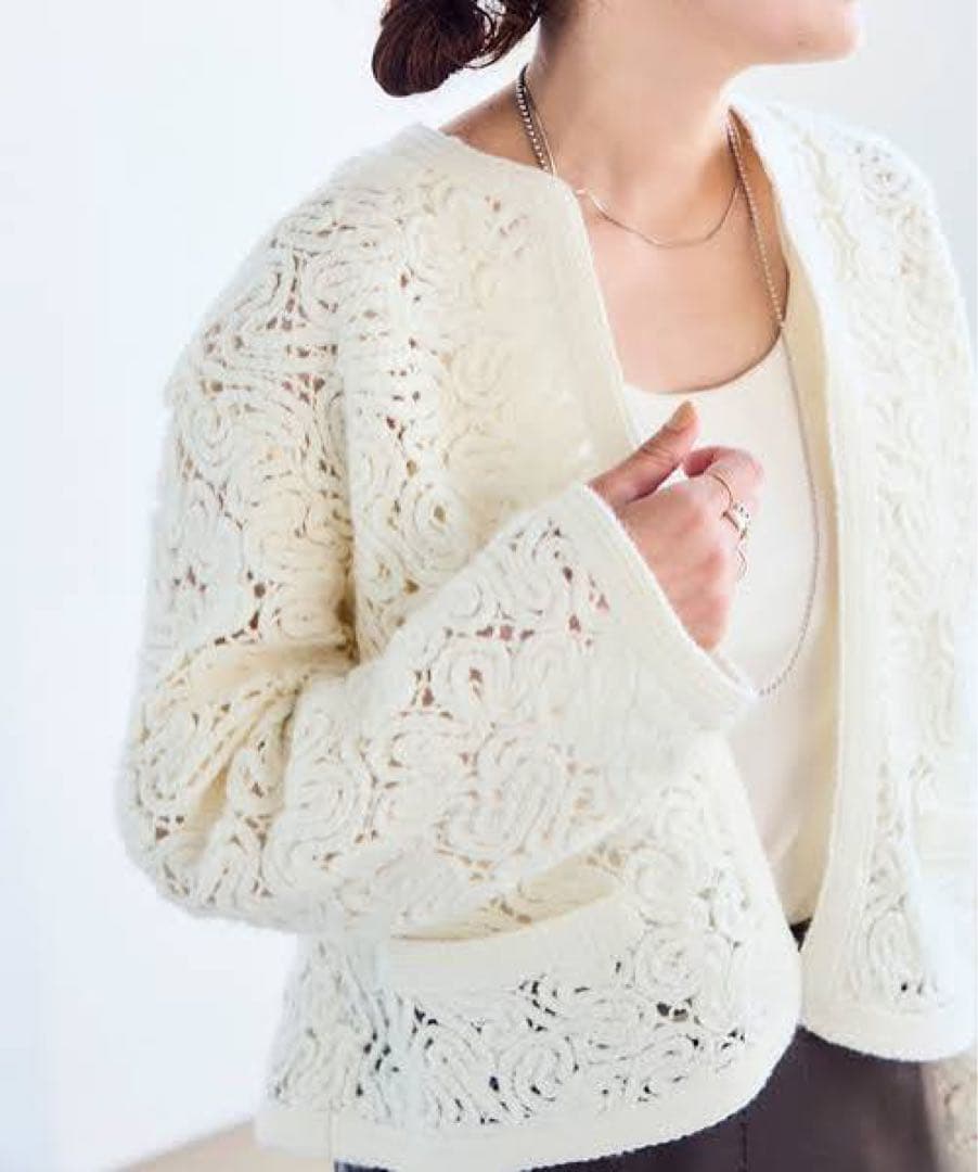 IENA エンブロイダリーレースジャケット 2024aw ホワイト フリーサイズ