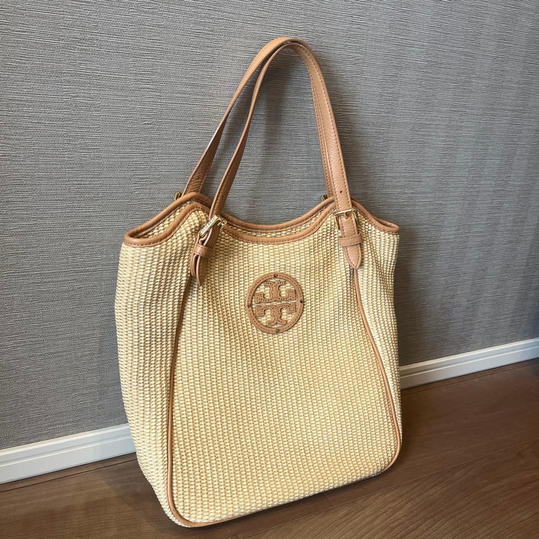 Tory Burch トリーバーチ　かごバッグ トートバック　ベージュ　A4
