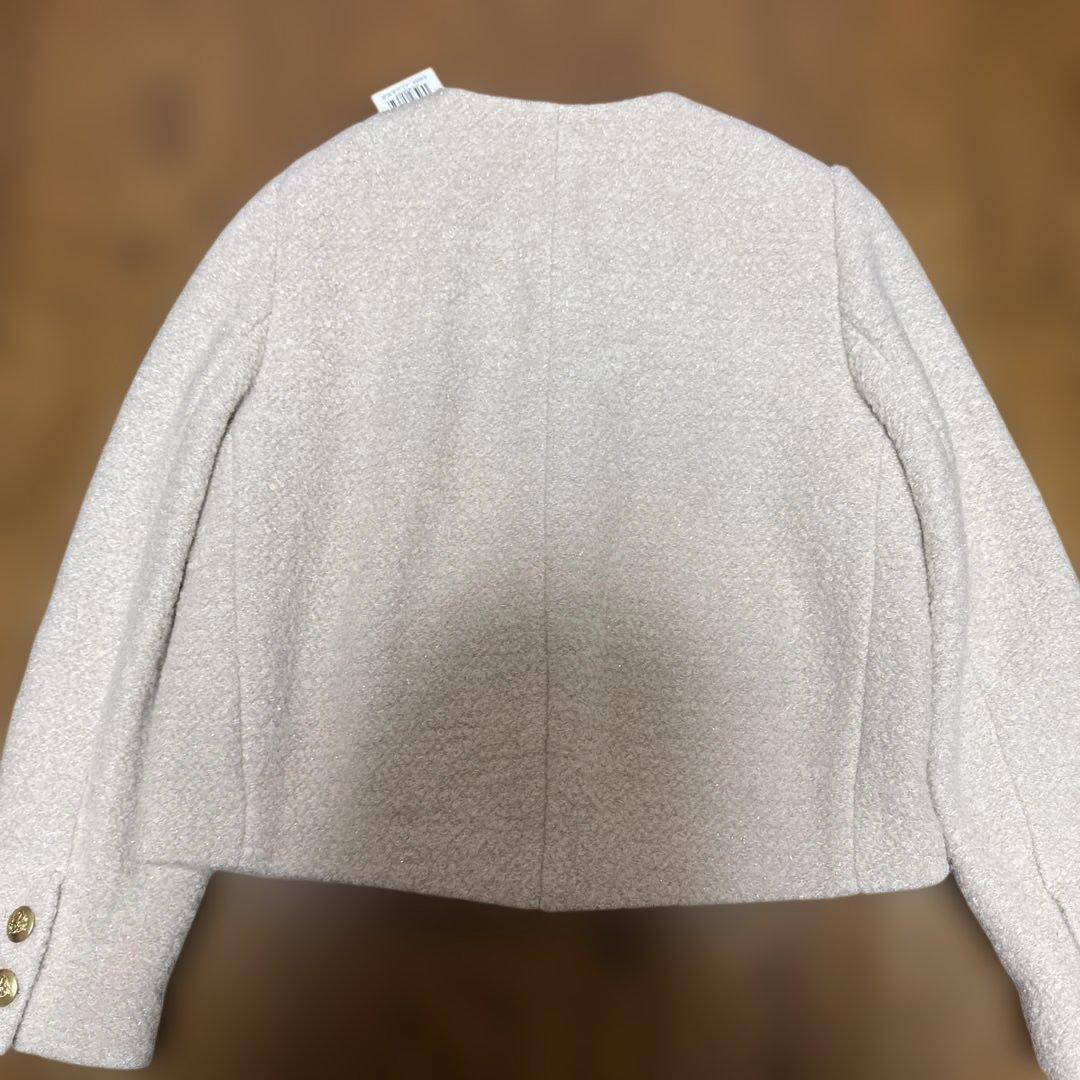 新品　JUSGLITTY シャイニーブークレジャコット　ノーカラーコート　1