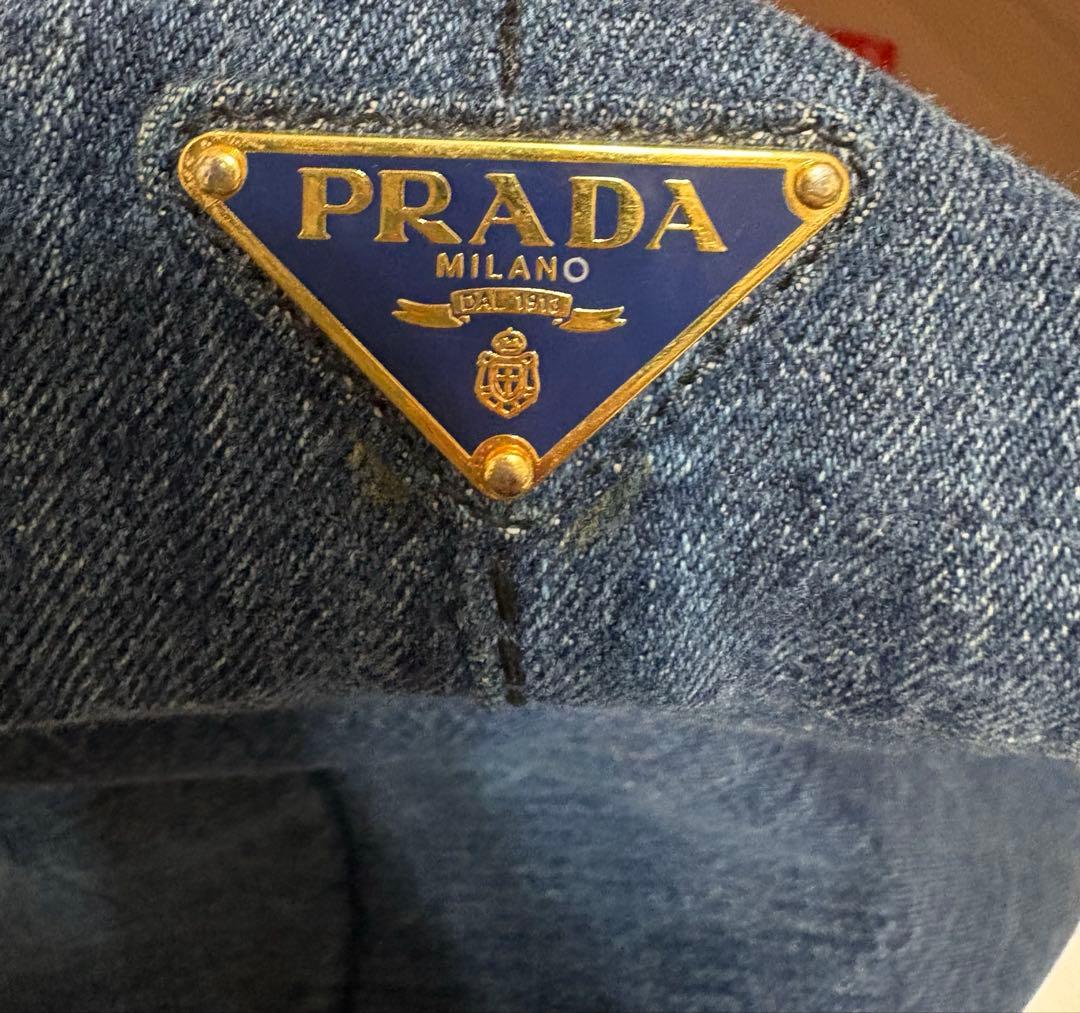 【おにぎり様用】PRADA カナパ Lサイズ　トートバッグキャンバス三角プレート