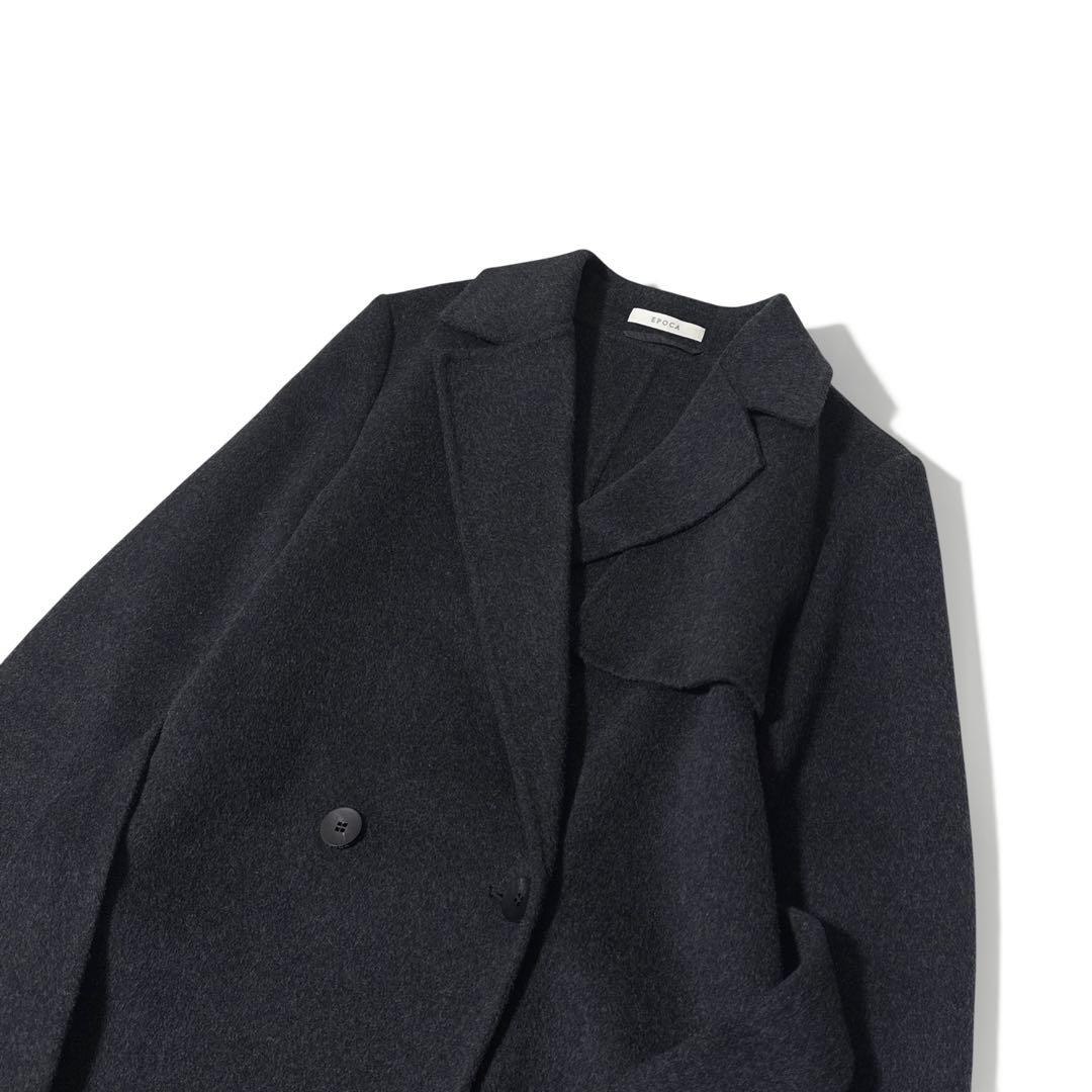 極美品✨️定価12万　エポカ　ダブルフェイスコート　チャコール　ベルト　40