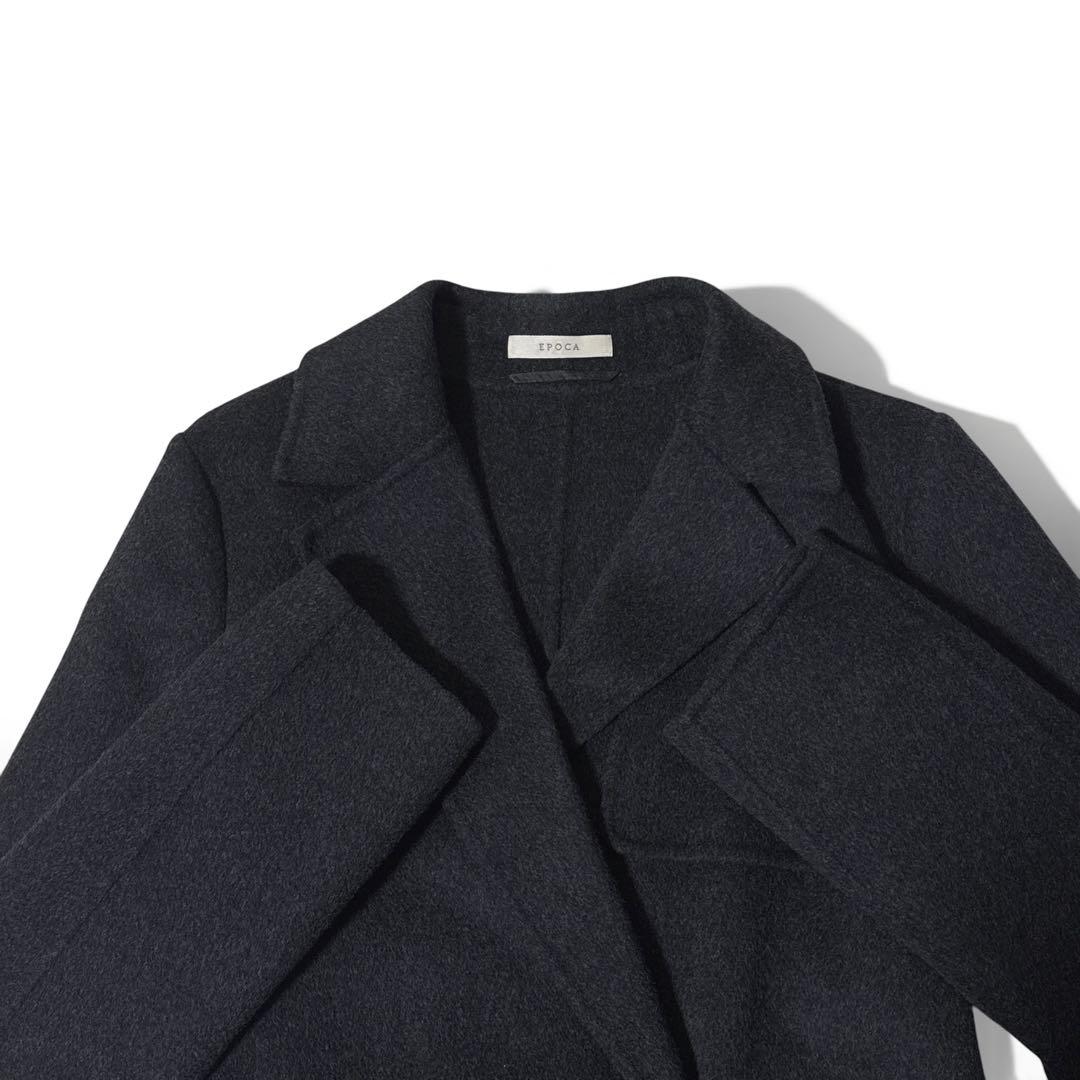 極美品✨️定価12万　エポカ　ダブルフェイスコート　チャコール　ベルト　40