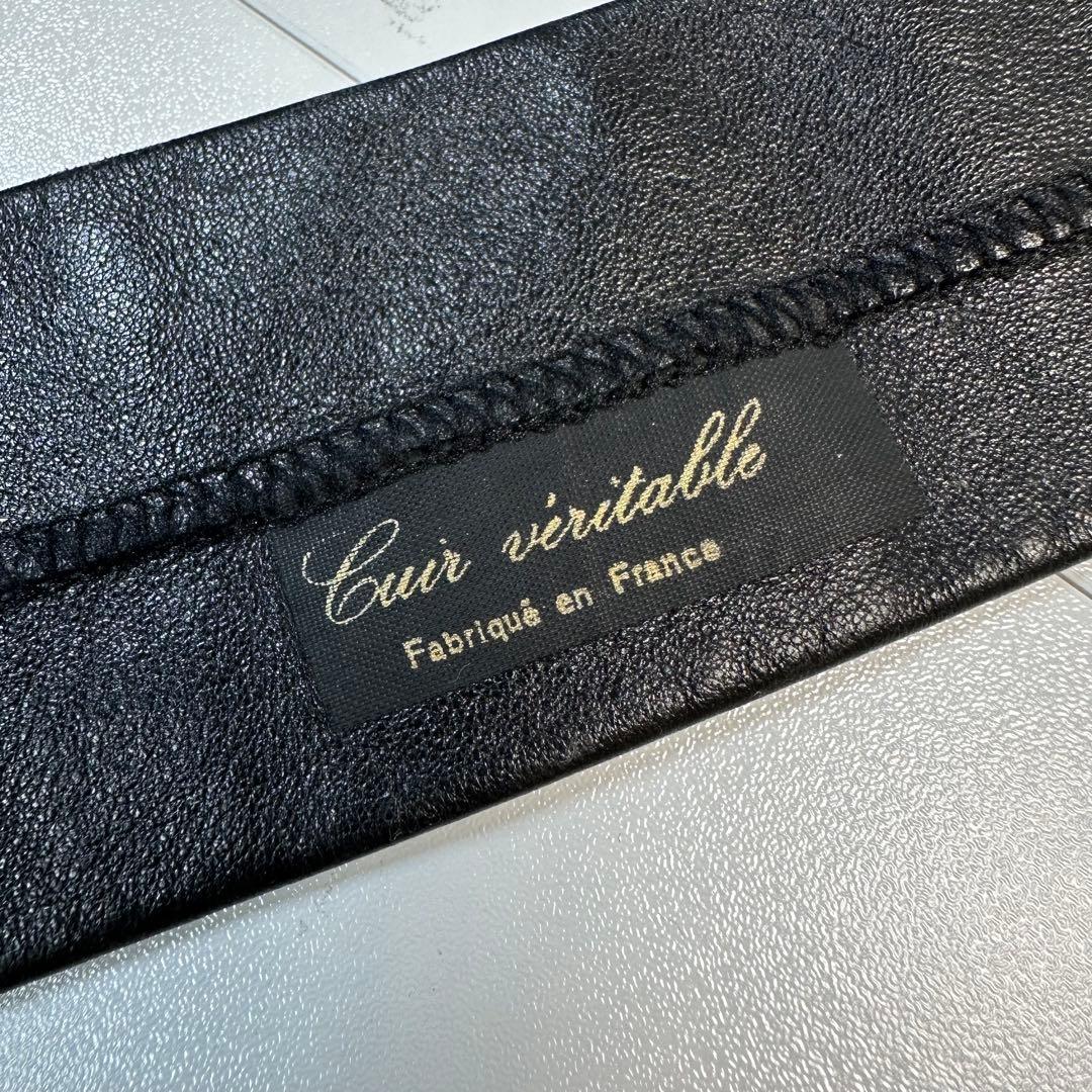 agnès b.homme PARIS アニエスベー レザー ネクタイ ブラック