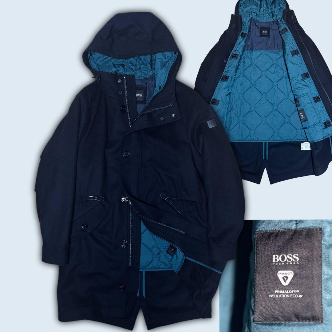 ✨美品 HIGO BOSS カシミヤ混 プリマロフト ライナー付 コート 48