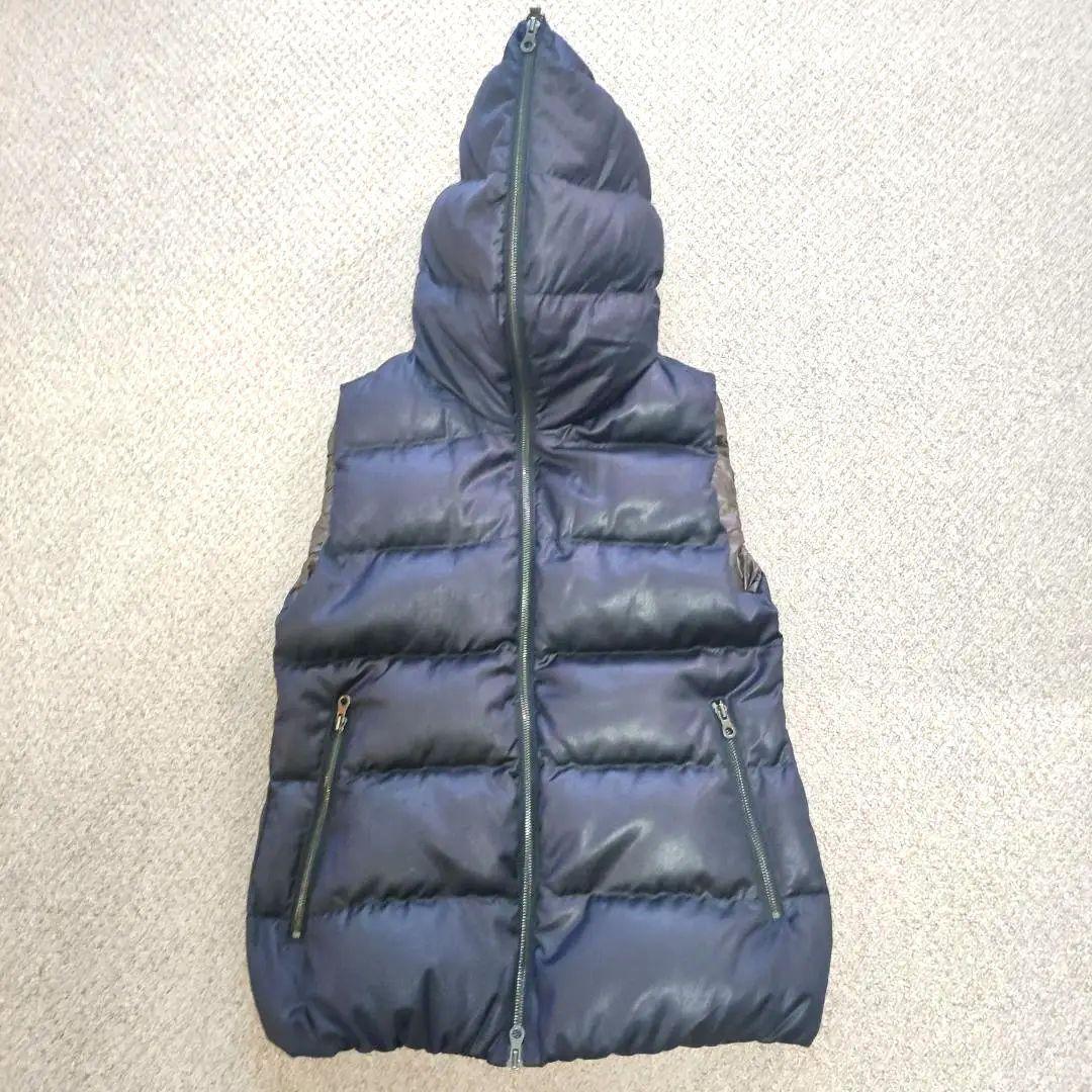 美品 デュベティカ ダウンベスト FEBEDUE 紺 40 レディースL 544