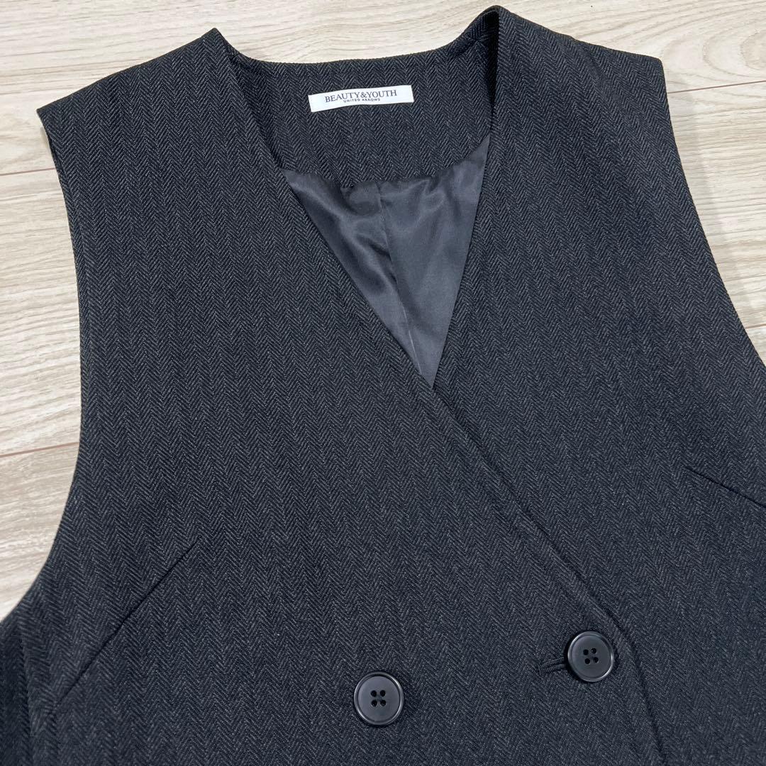 ビューティ＆ユース ヘリンボーン ジャンパースカート＆ジレ ブラック　S