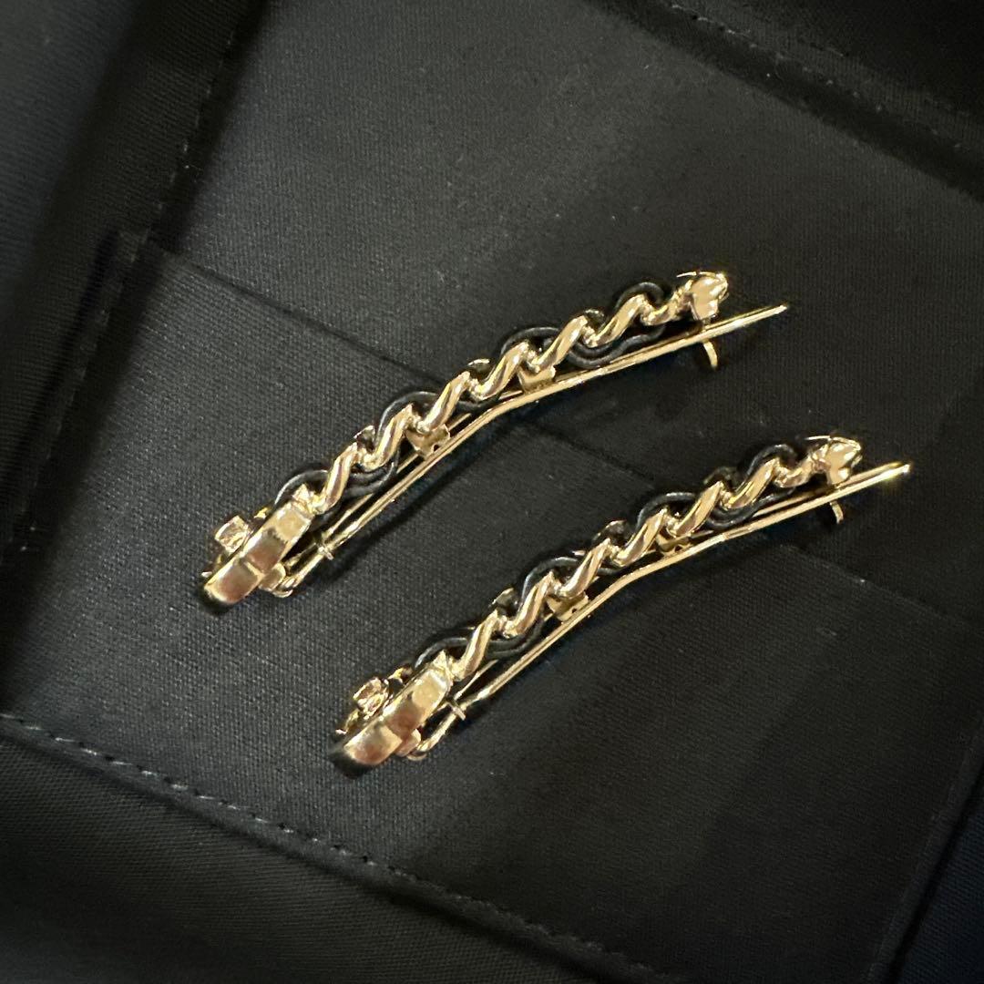 CHANEL シャネル チェーン ヘアピン ゴールド/ブラック 2点セット