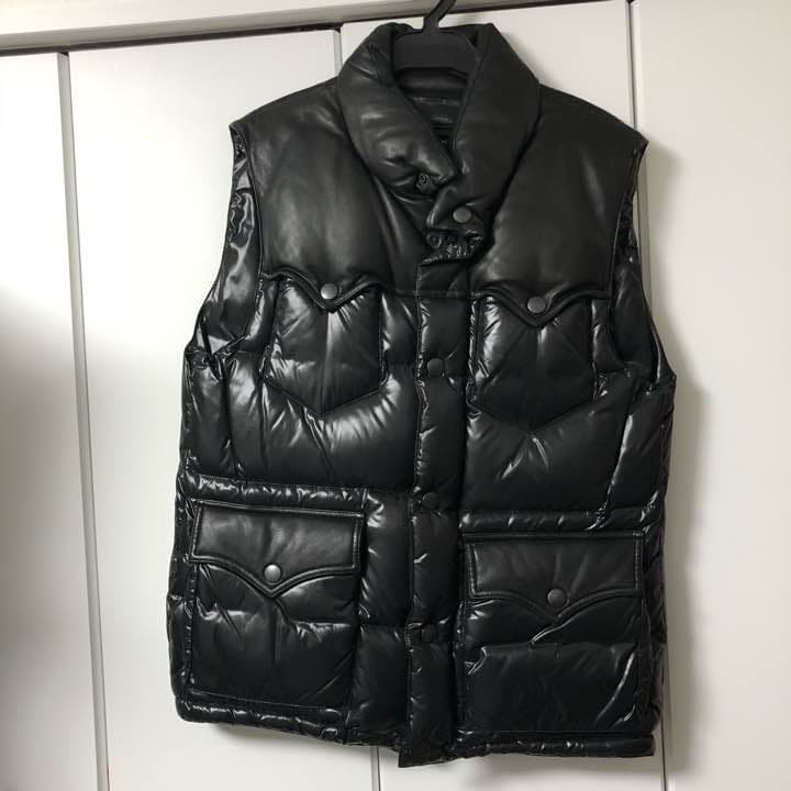 ナンバーナイン number (n)ine ダウンベスト レザー 黒 2