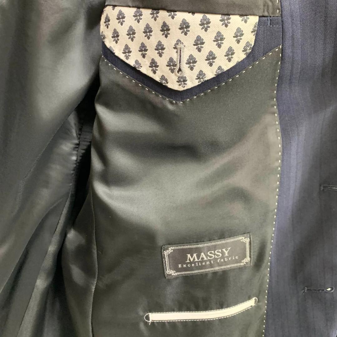 スーツ　ビジネス　ネイビー　ストライプ　ジャケット　スラックス　AB8