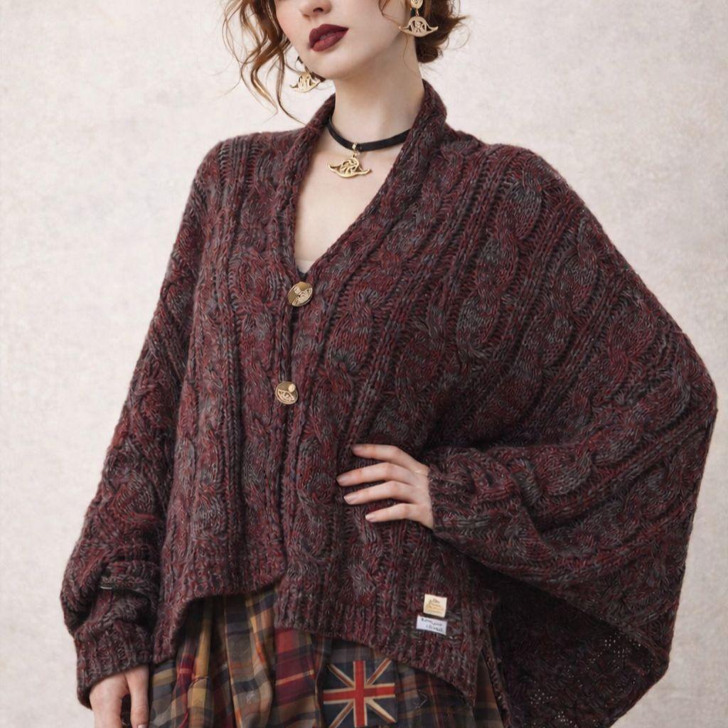 Vivienne Westwood ケーブル編み ニットショール オーブボタン