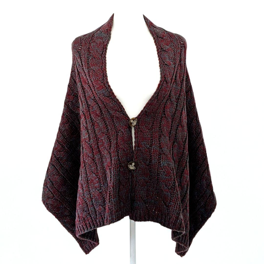 Vivienne Westwood ケーブル編み ニットショール オーブボタン