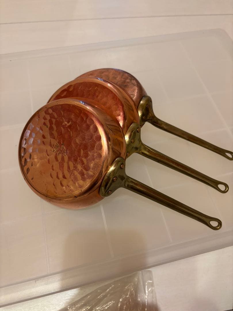 銅製　ソテーパン　12cm 高さ3cm 3個セット　底面9㎝