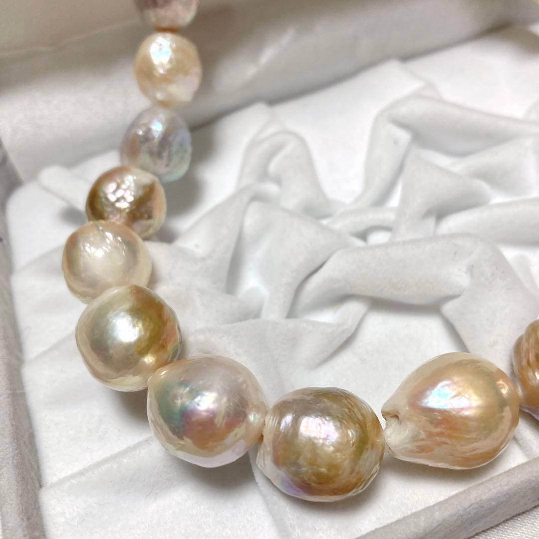 【希少！超大珠】本真珠 バロック パール ネックレス セミラウンド ～17mm