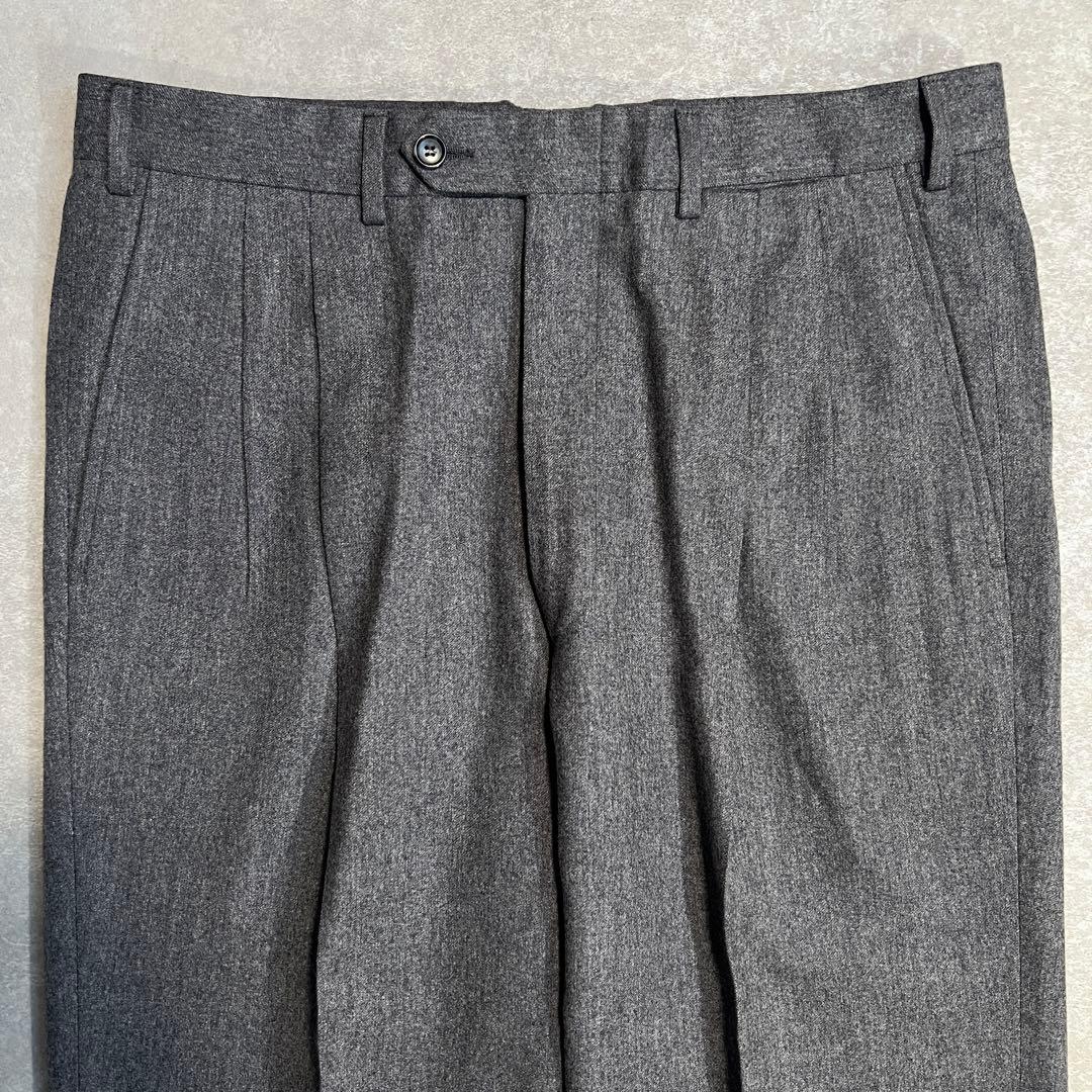 【美品】パルジレリ×グアベロ カシミヤ混フランネル スラックスパンツ グレー46