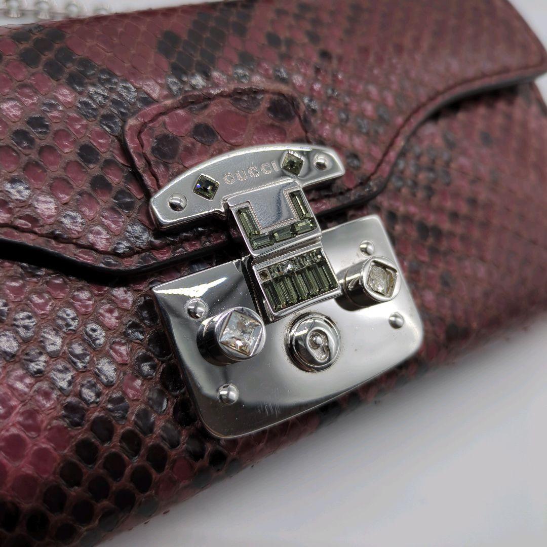 【入手困難・箱付き】グッチ☆チェーンウォレット 長財布 パイソン L字ジップ