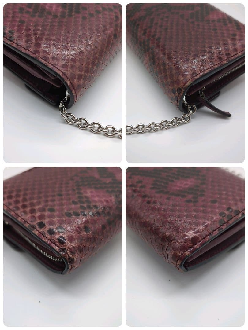 【入手困難・箱付き】グッチ☆チェーンウォレット 長財布 パイソン L字ジップ