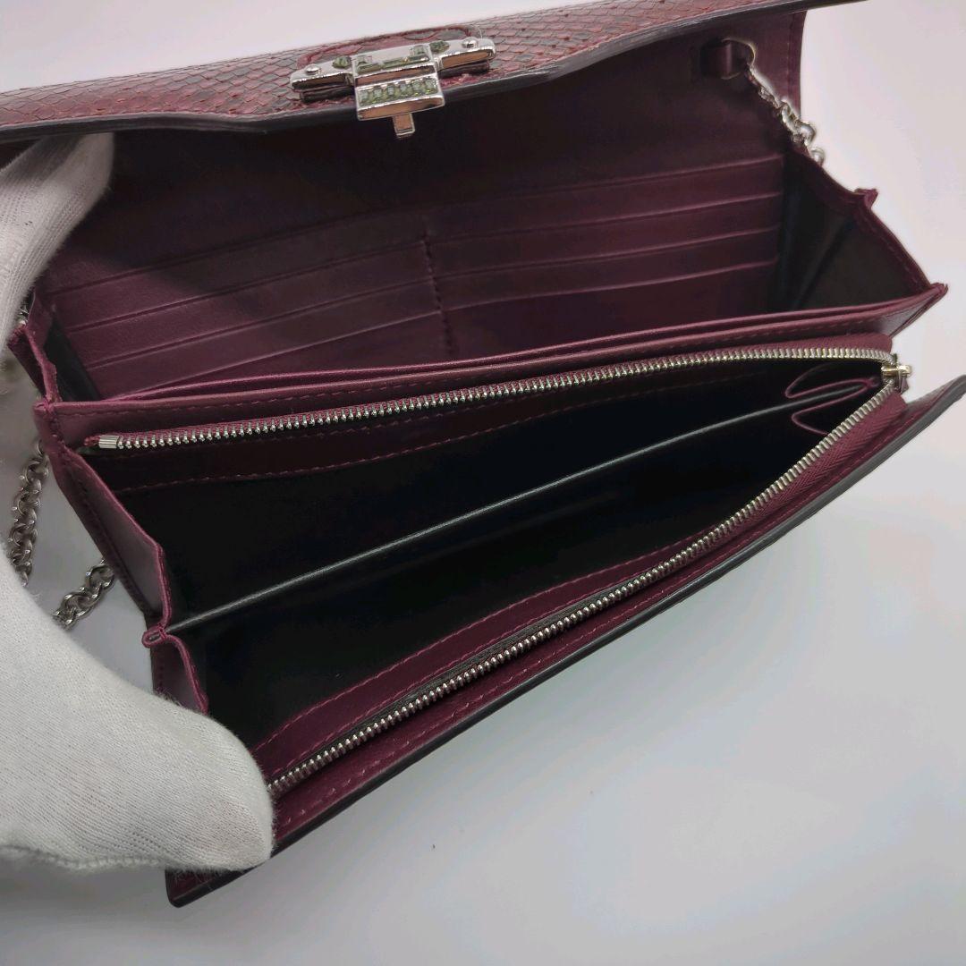 【入手困難・箱付き】グッチ☆チェーンウォレット 長財布 パイソン L字ジップ