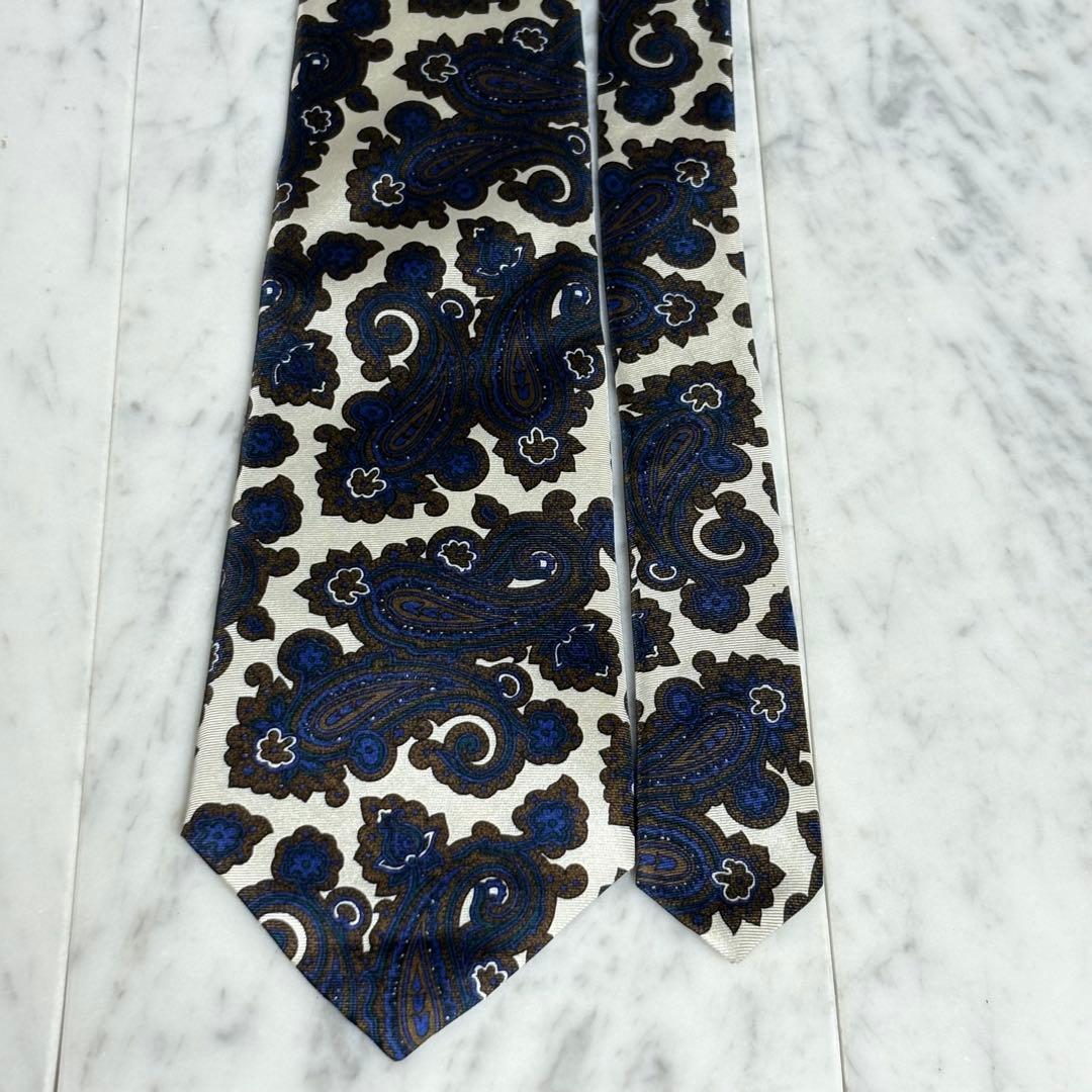 Christian Dior ホワイト ネイビー ブラウン ペイズリー