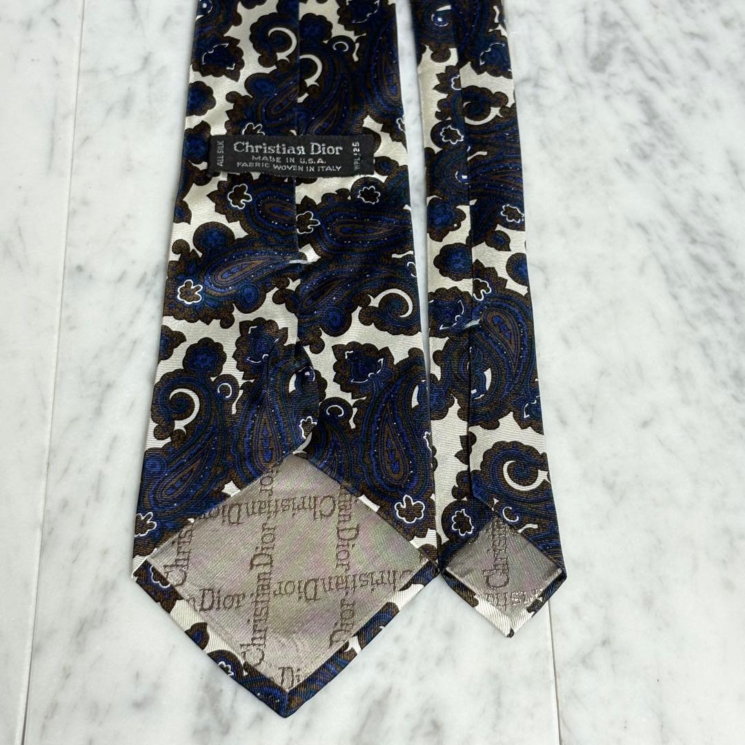 Christian Dior ホワイト ネイビー ブラウン ペイズリー