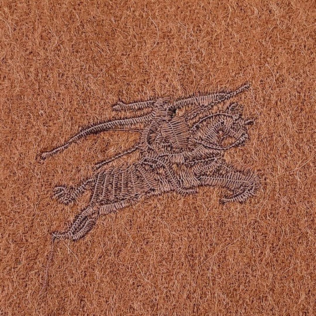 【極美品】バーバリー/カシミア100%マフラー/茶色/ワンポイント/馬上の騎士