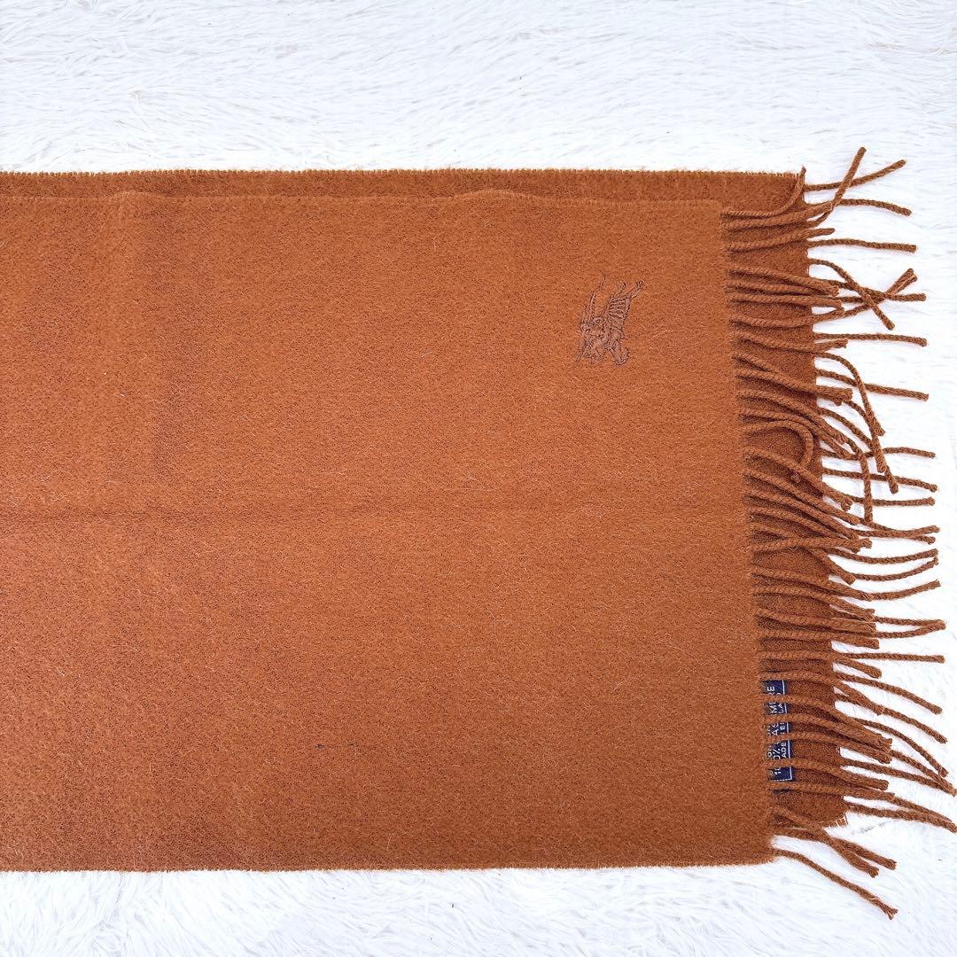 【極美品】バーバリー/カシミア100%マフラー/茶色/ワンポイント/馬上の騎士