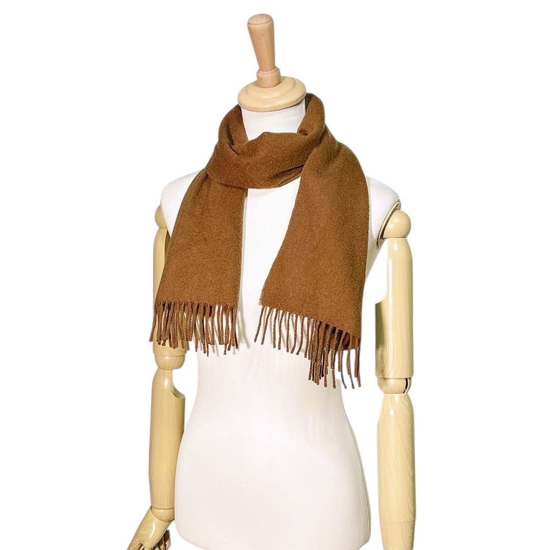 【極美品】バーバリー/カシミア100%マフラー/茶色/ワンポイント/馬上の騎士