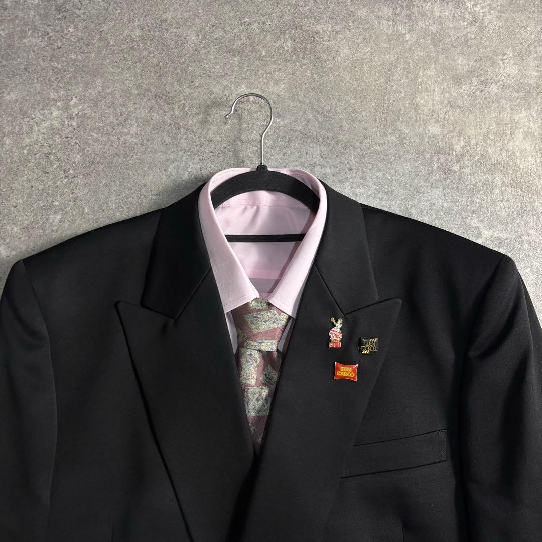 【vintage】セットアップ ダブルスーツ ブラック 極上ウール