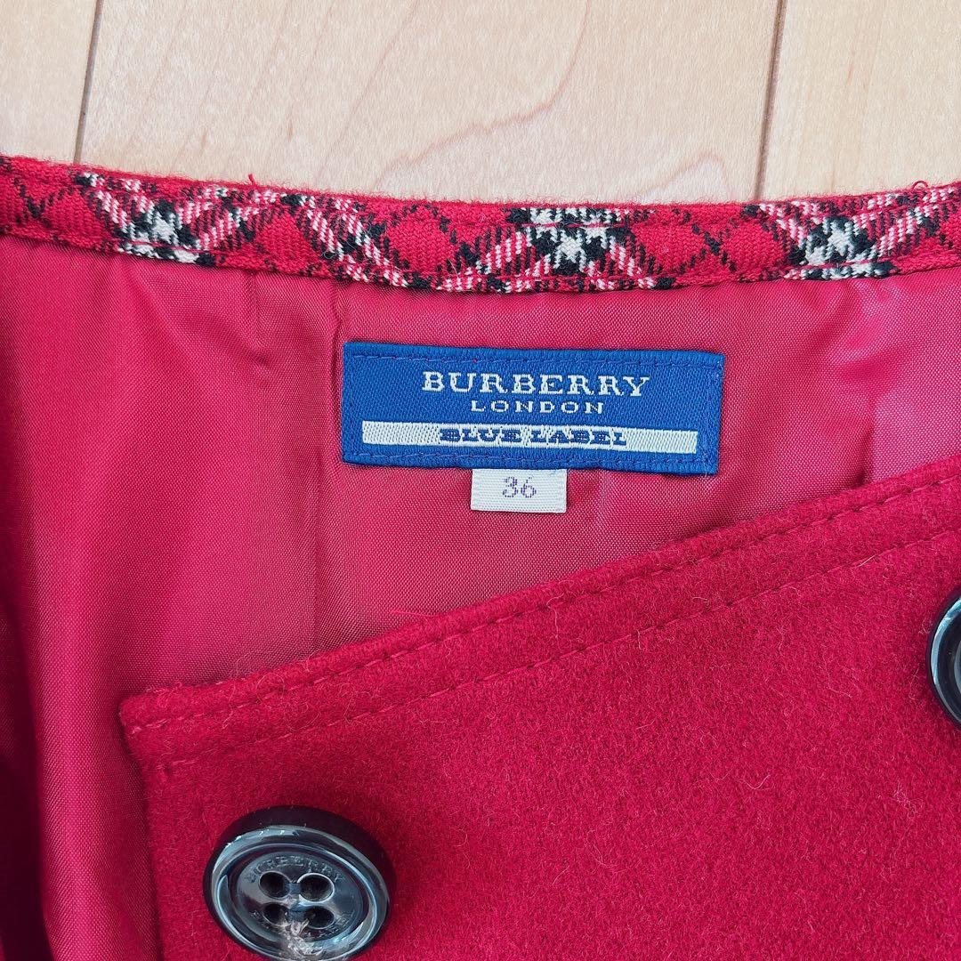 【超美品】♡バーバリーブルーレーベル♡プリーツ巻きスカート♡レッド♡