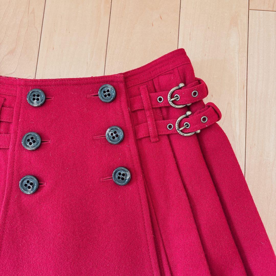 【超美品】♡バーバリーブルーレーベル♡プリーツ巻きスカート♡レッド♡
