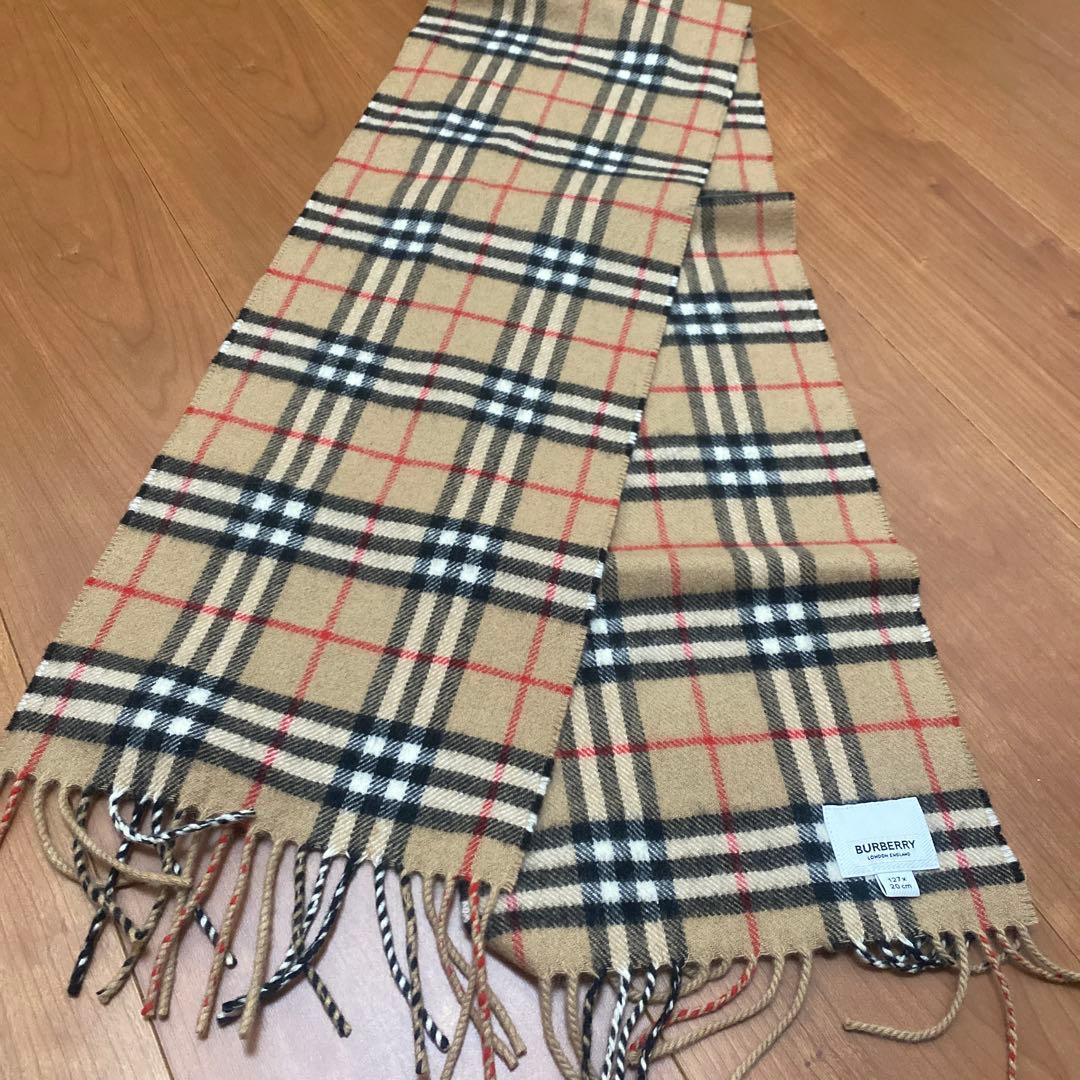 BURBERRY チェック柄カシミヤマフラー 127x20cm