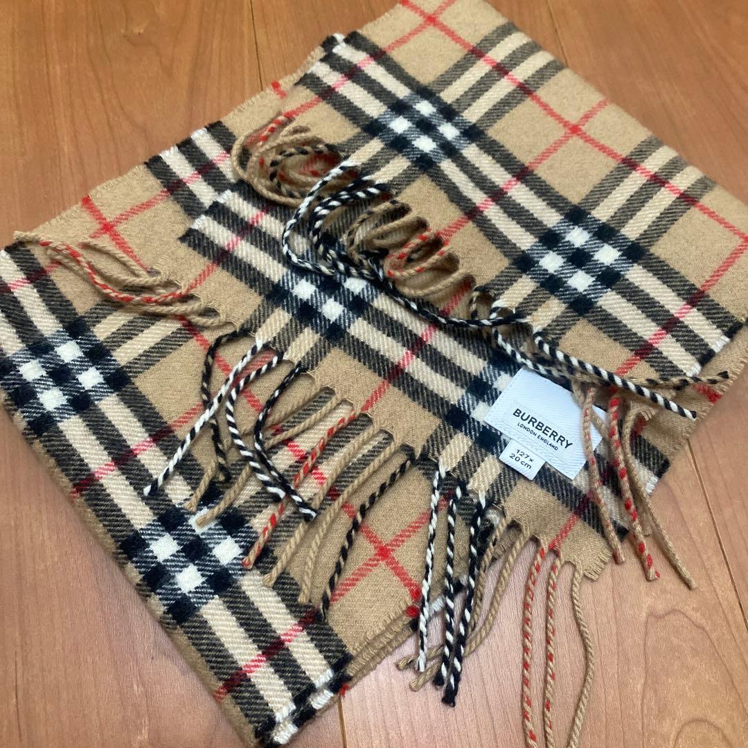 BURBERRY チェック柄カシミヤマフラー 127x20cm