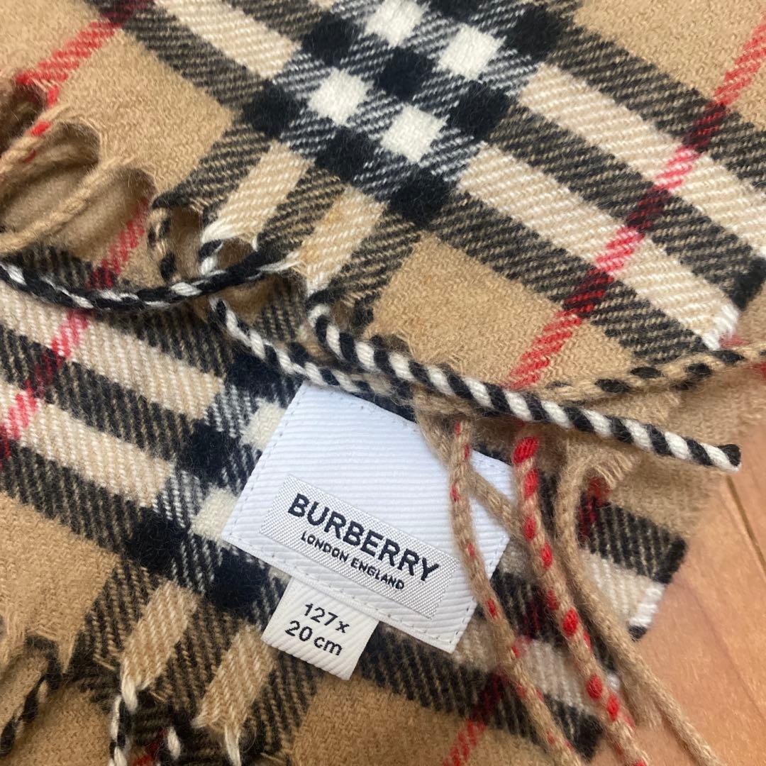BURBERRY チェック柄カシミヤマフラー 127x20cm