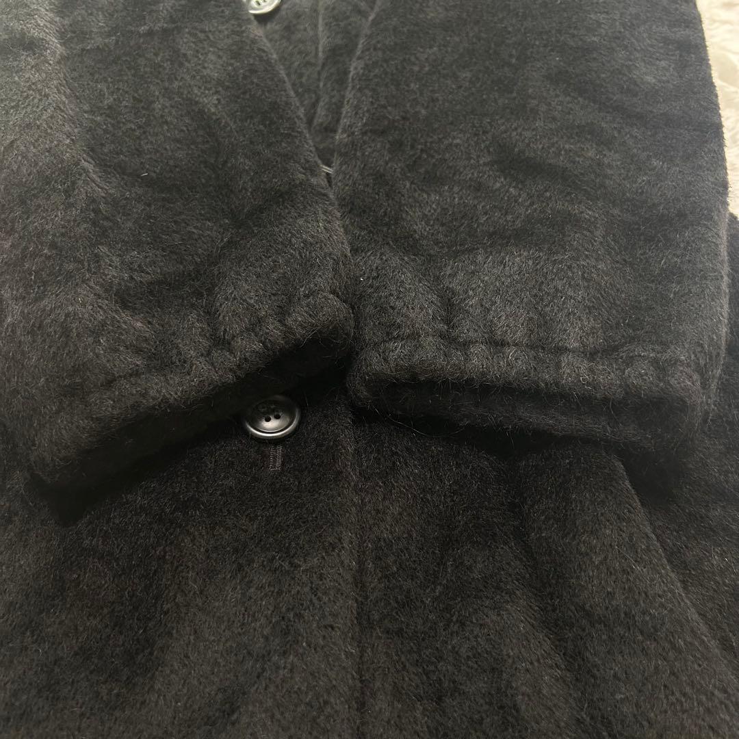 美品✨MaxMara 最高峰白タグ ふわふわ贅沢アルパカシャギーコート 42 黒