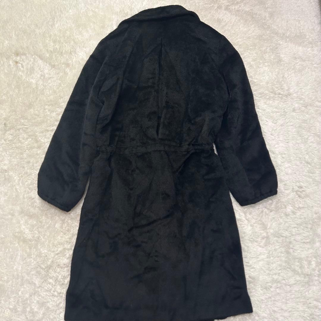 美品✨MaxMara 最高峰白タグ ふわふわ贅沢アルパカシャギーコート 42 黒