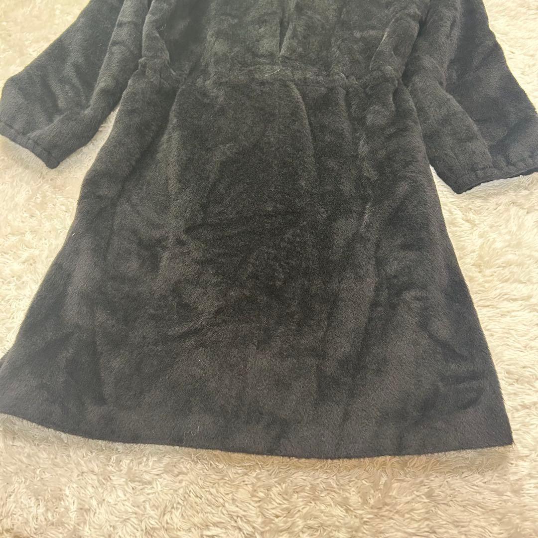 美品✨MaxMara 最高峰白タグ ふわふわ贅沢アルパカシャギーコート 42 黒