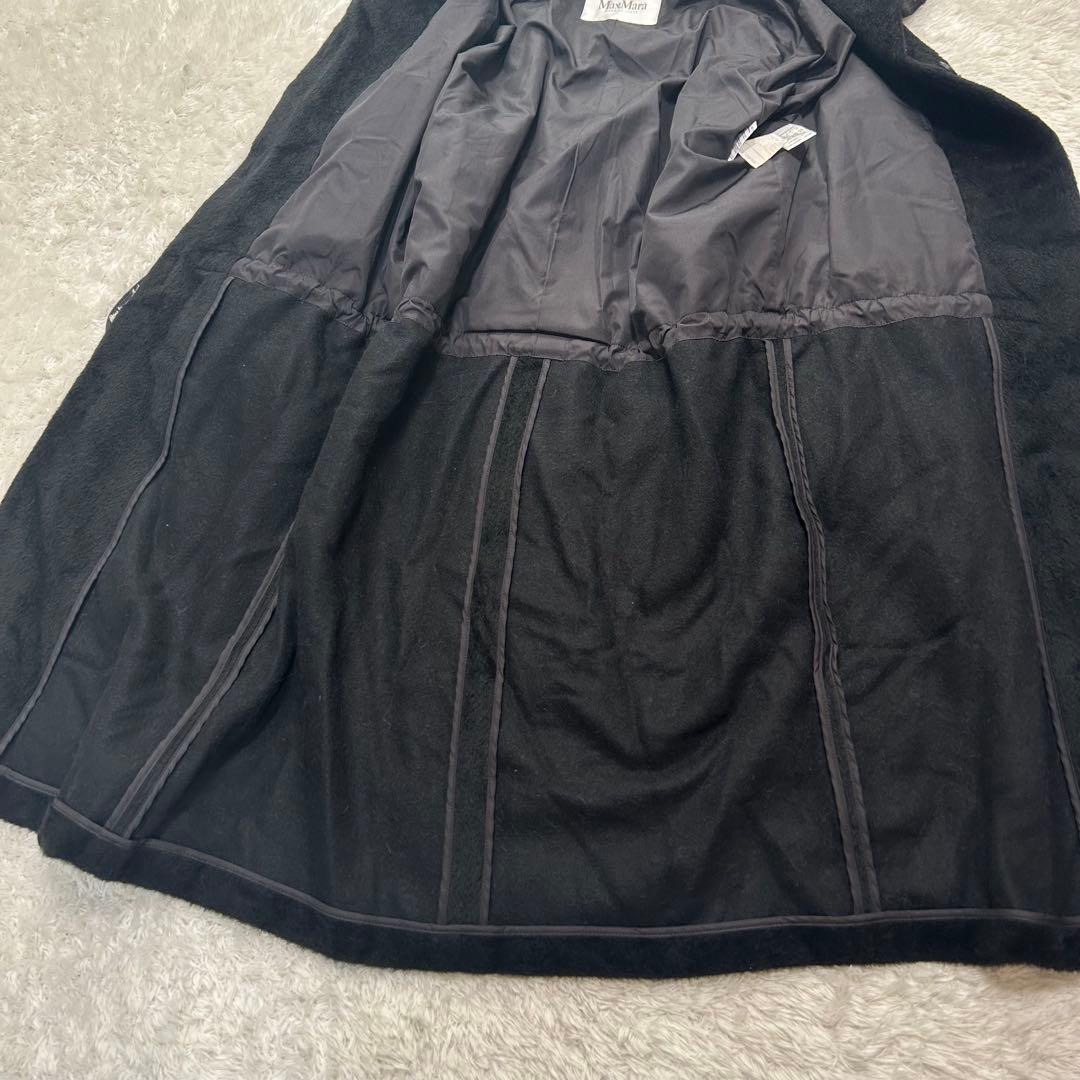 美品✨MaxMara 最高峰白タグ ふわふわ贅沢アルパカシャギーコート 42 黒