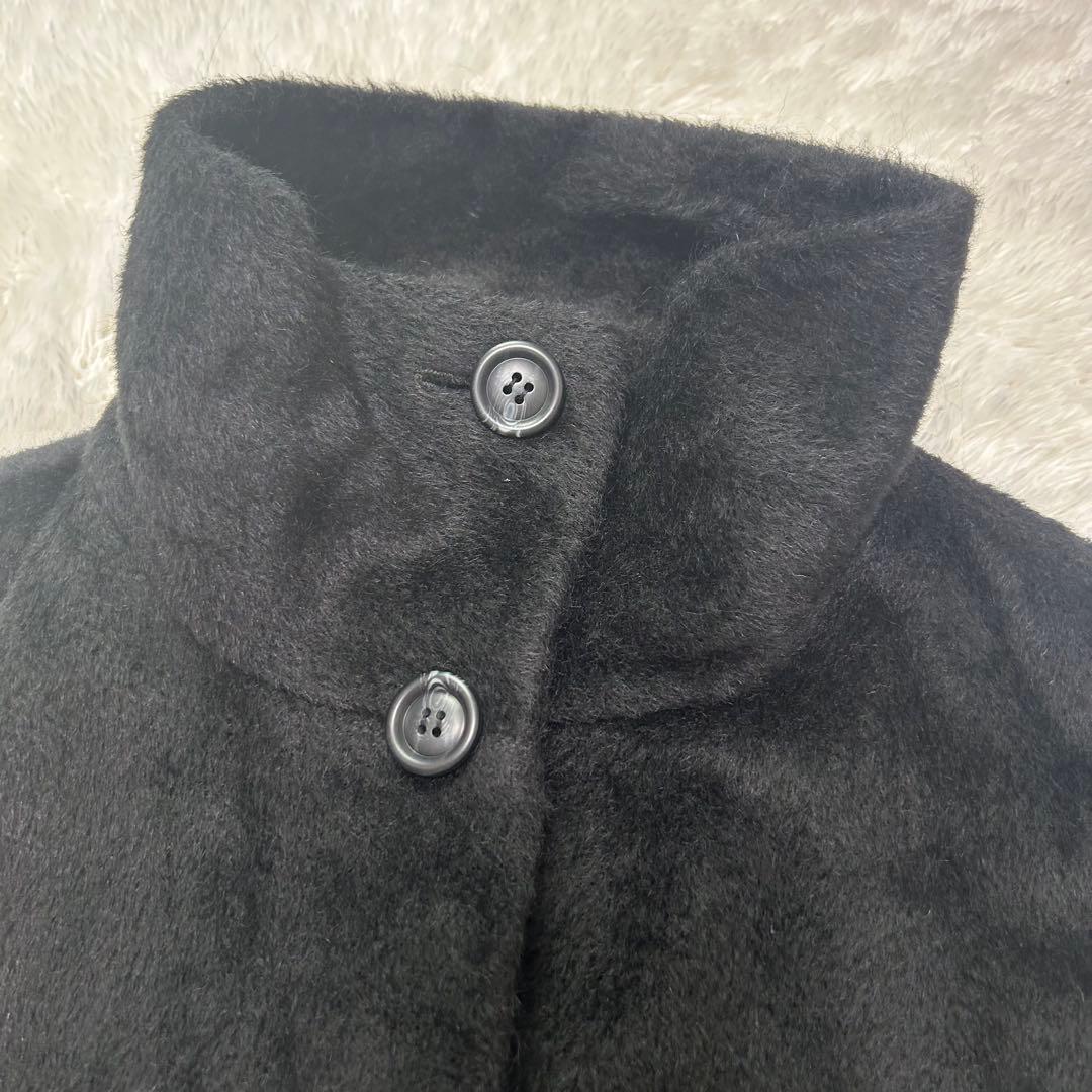 美品✨MaxMara 最高峰白タグ ふわふわ贅沢アルパカシャギーコート 42 黒