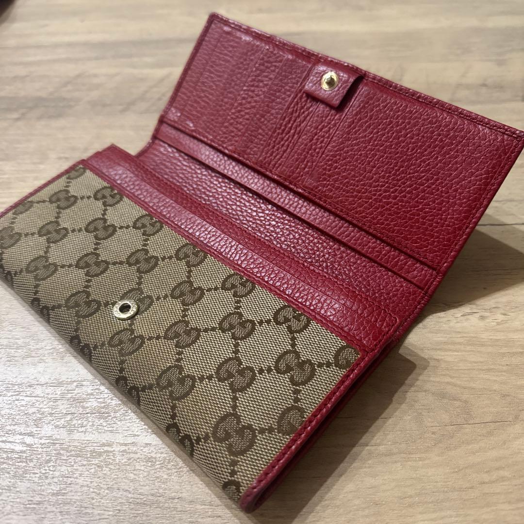 GUCCI 長財布 ベージュ/レッド