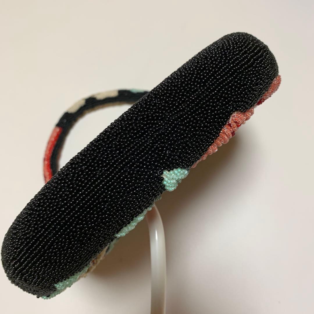 花柄　総ビーズ　ハンドバッグ　ビーズバッグ　和装　パーティ　昭和レトロ