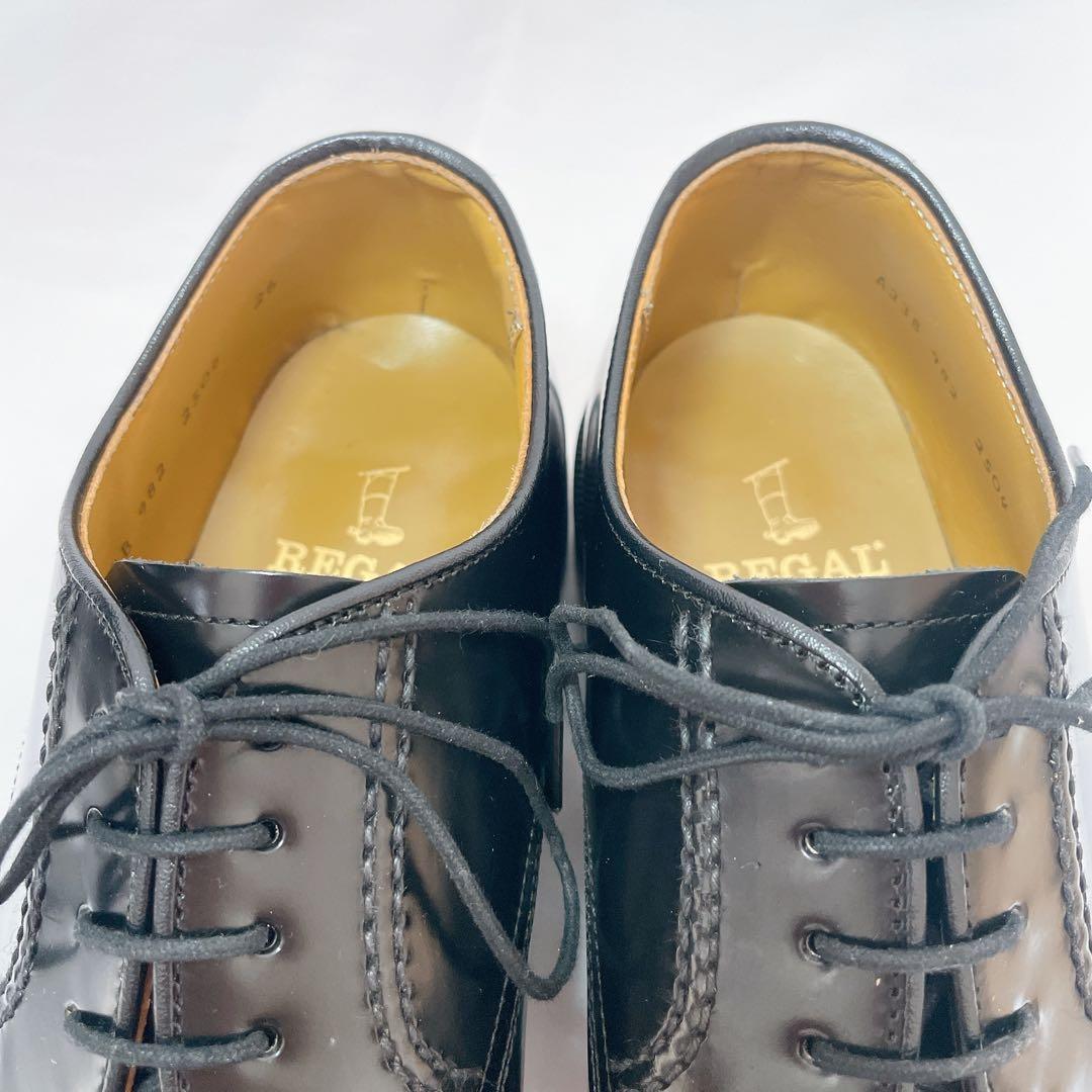 【美品】REGAL プレーントゥ ガラスレザー 2504 ブラック 26EE