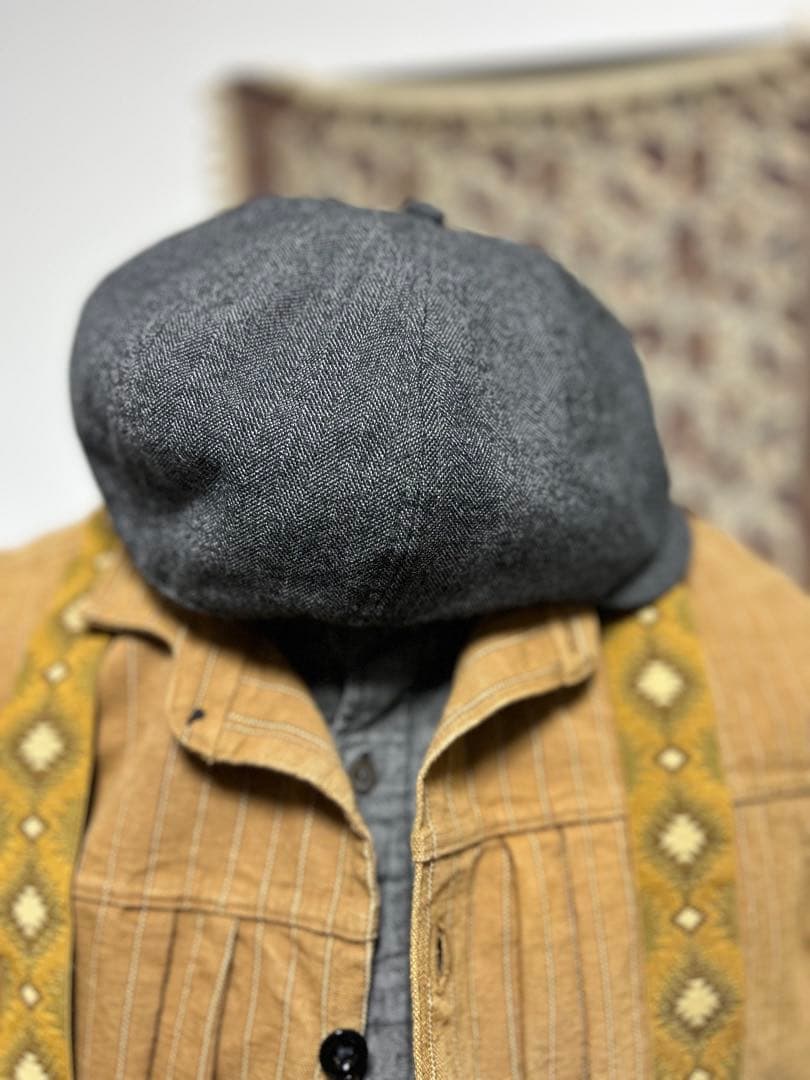 超レア　ダブルアールエル　RRL ウール　レザー　ニュースボーイキャップ