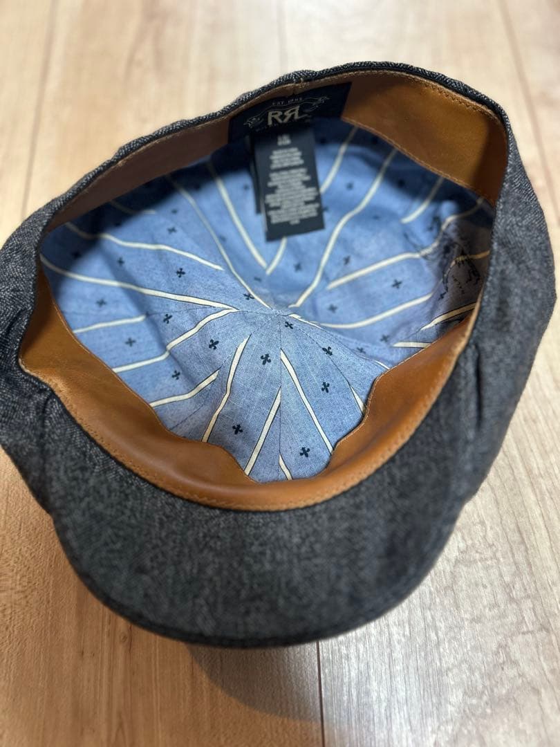 超レア　ダブルアールエル　RRL ウール　レザー　ニュースボーイキャップ
