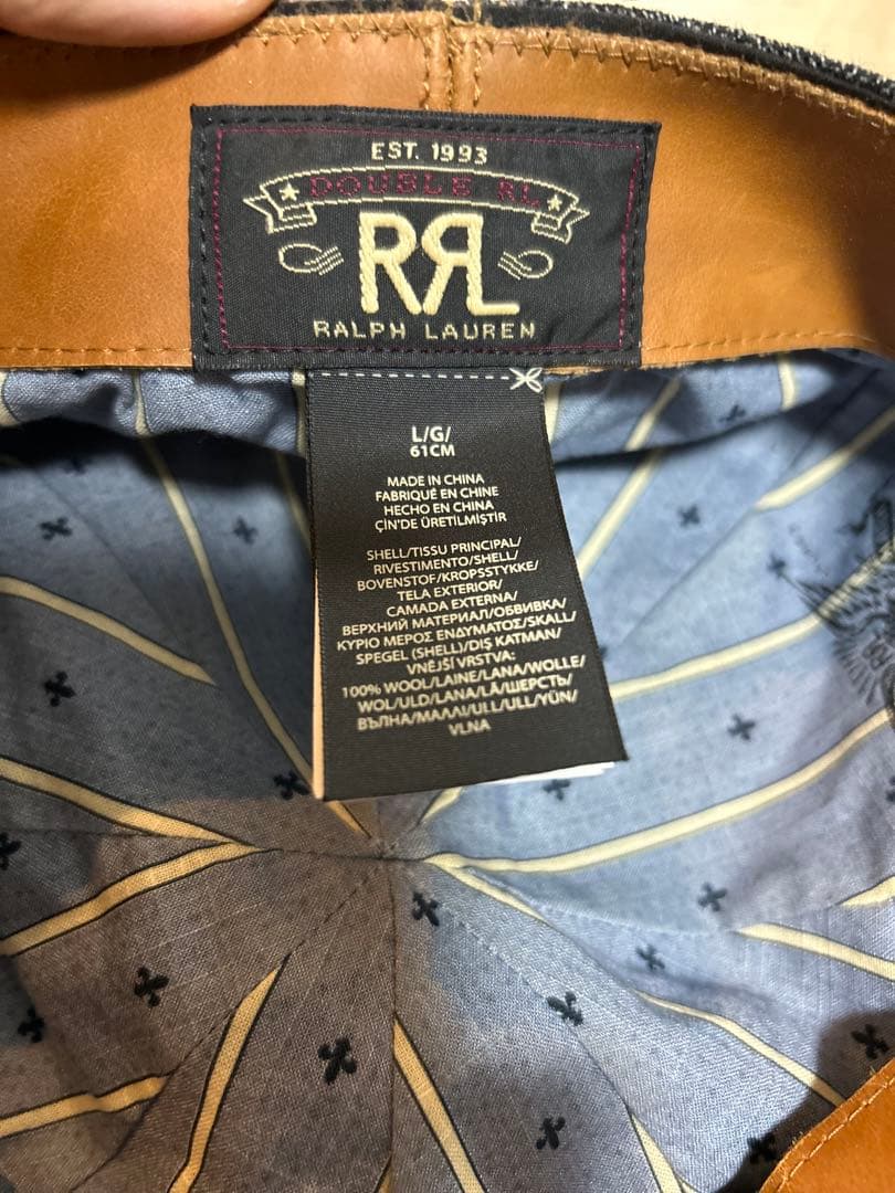 超レア　ダブルアールエル　RRL ウール　レザー　ニュースボーイキャップ