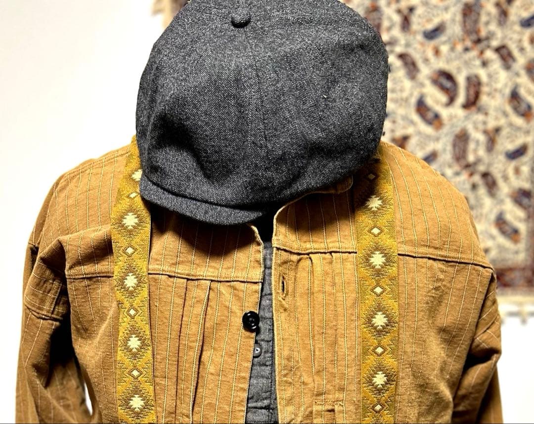 超レア　ダブルアールエル　RRL ウール　レザー　ニュースボーイキャップ