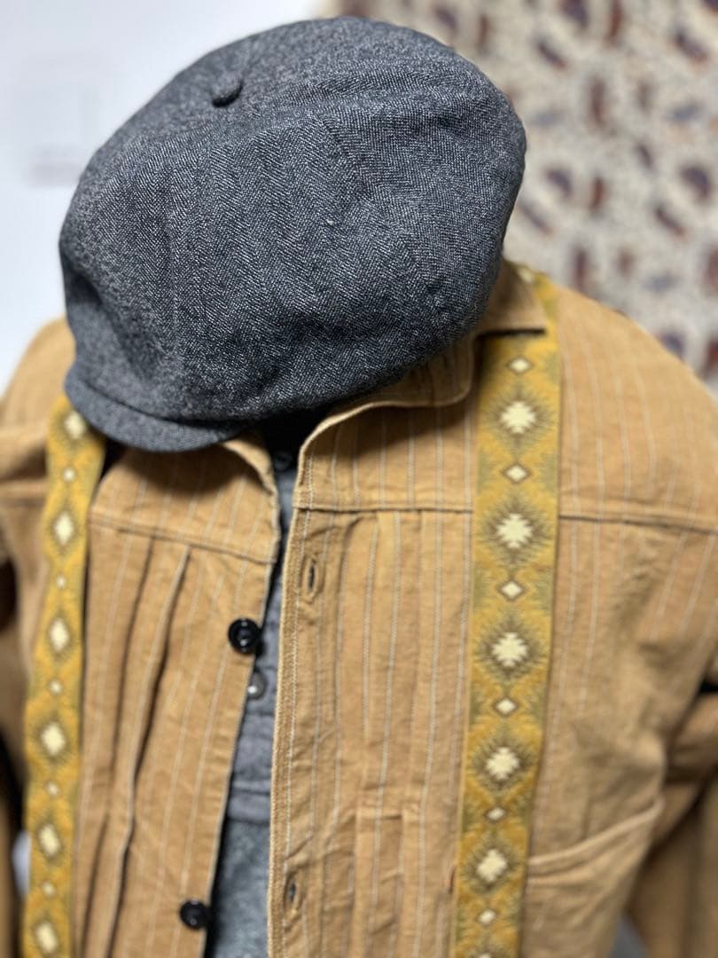 超レア　ダブルアールエル　RRL ウール　レザー　ニュースボーイキャップ