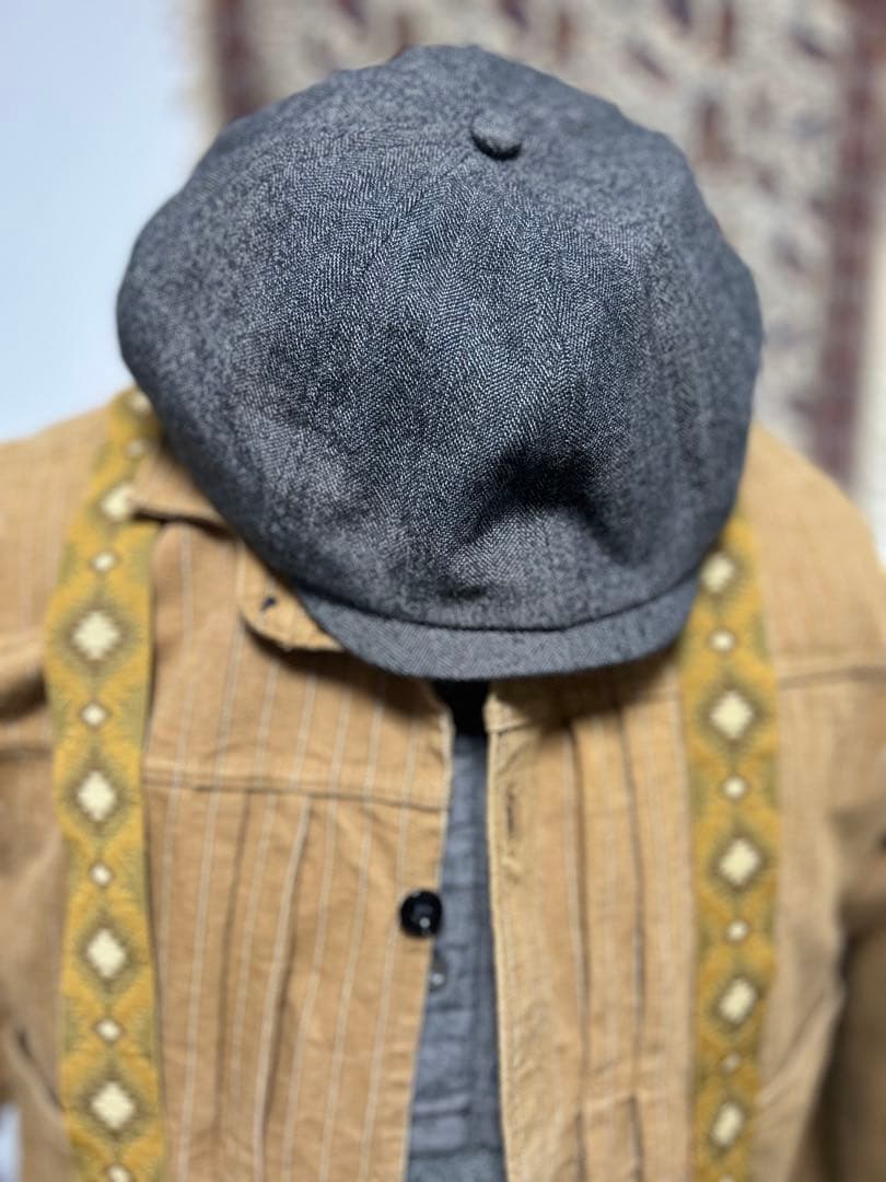 超レア　ダブルアールエル　RRL ウール　レザー　ニュースボーイキャップ