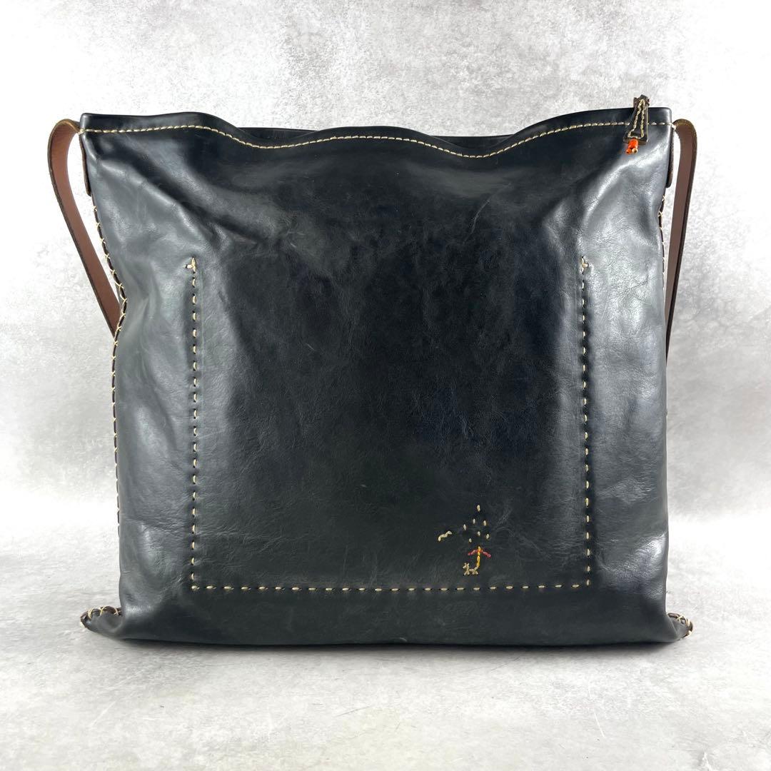 廃盤/入手困難✨ アンリークイール ショルダーバッグ 刺繍 ブラック レザー